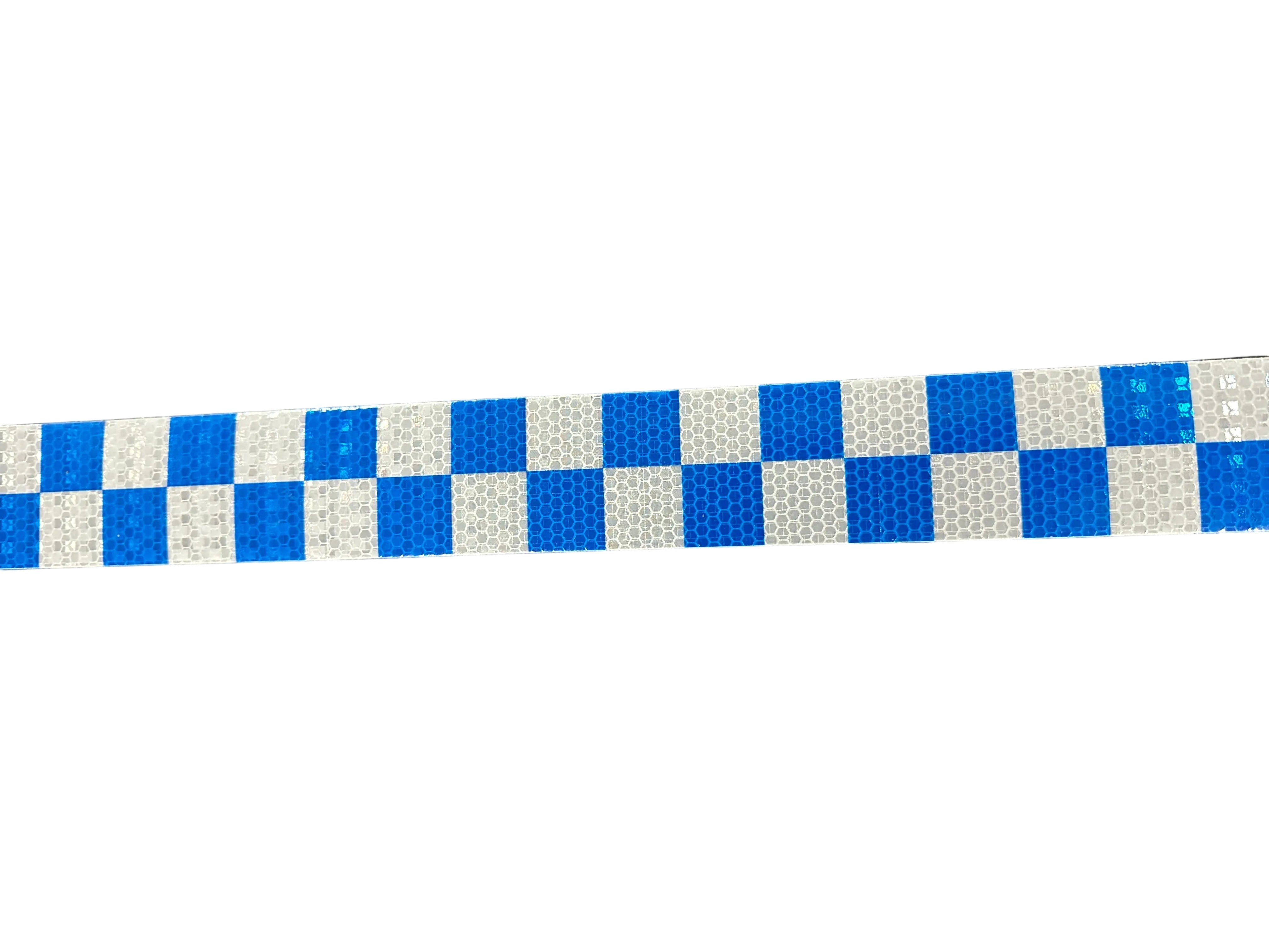 Reflective Safety Vehicle Tape - SQUARES White/Blue - 50mm Width Adhesive