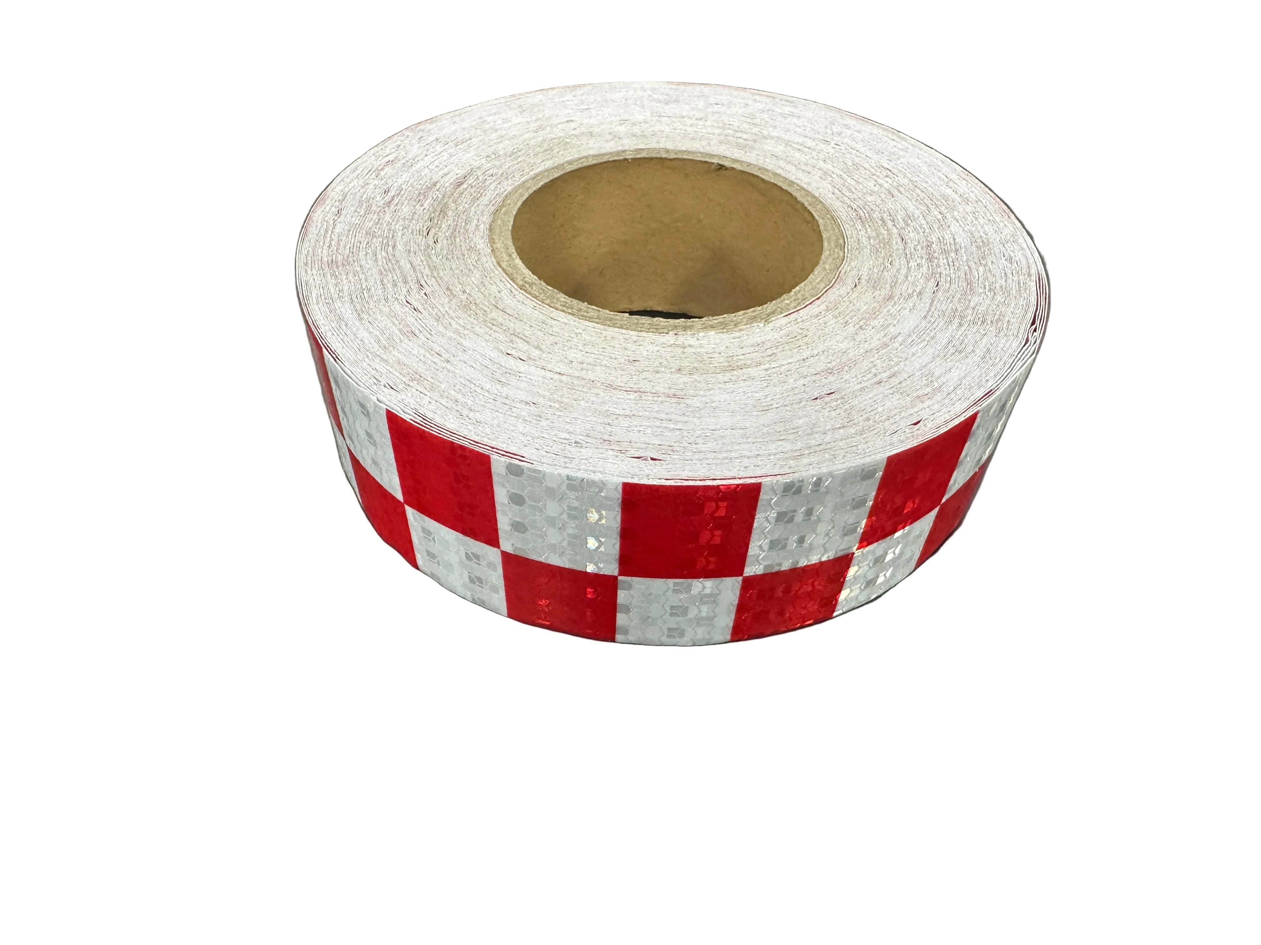 Reflective Safety Vehicle Tape - SQUARES White/Red - 50mm Width Adhesive