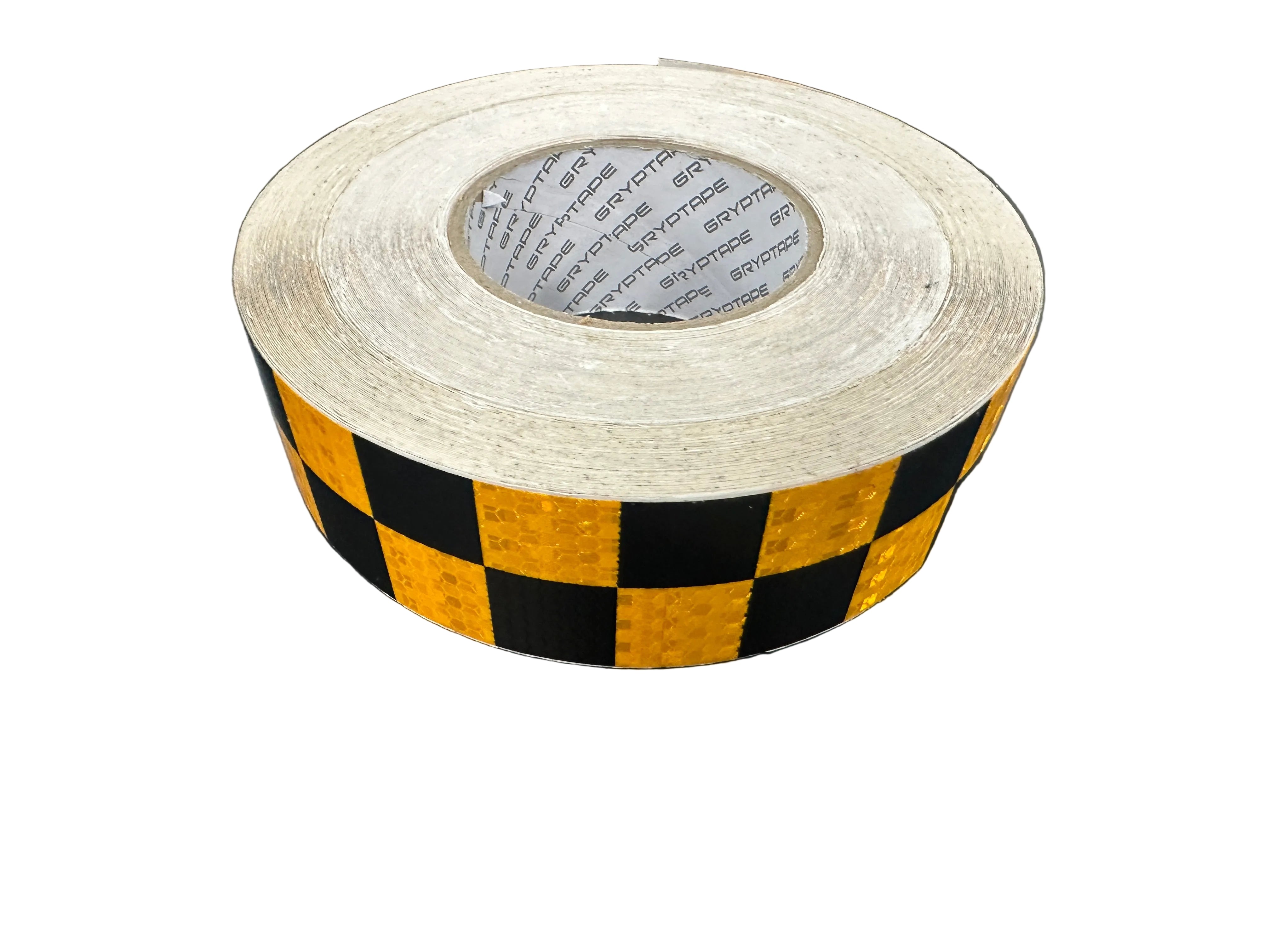 Reflective Safety Vehicle Tape - SQUARES Amber/Black - 50mm Width Adhesive