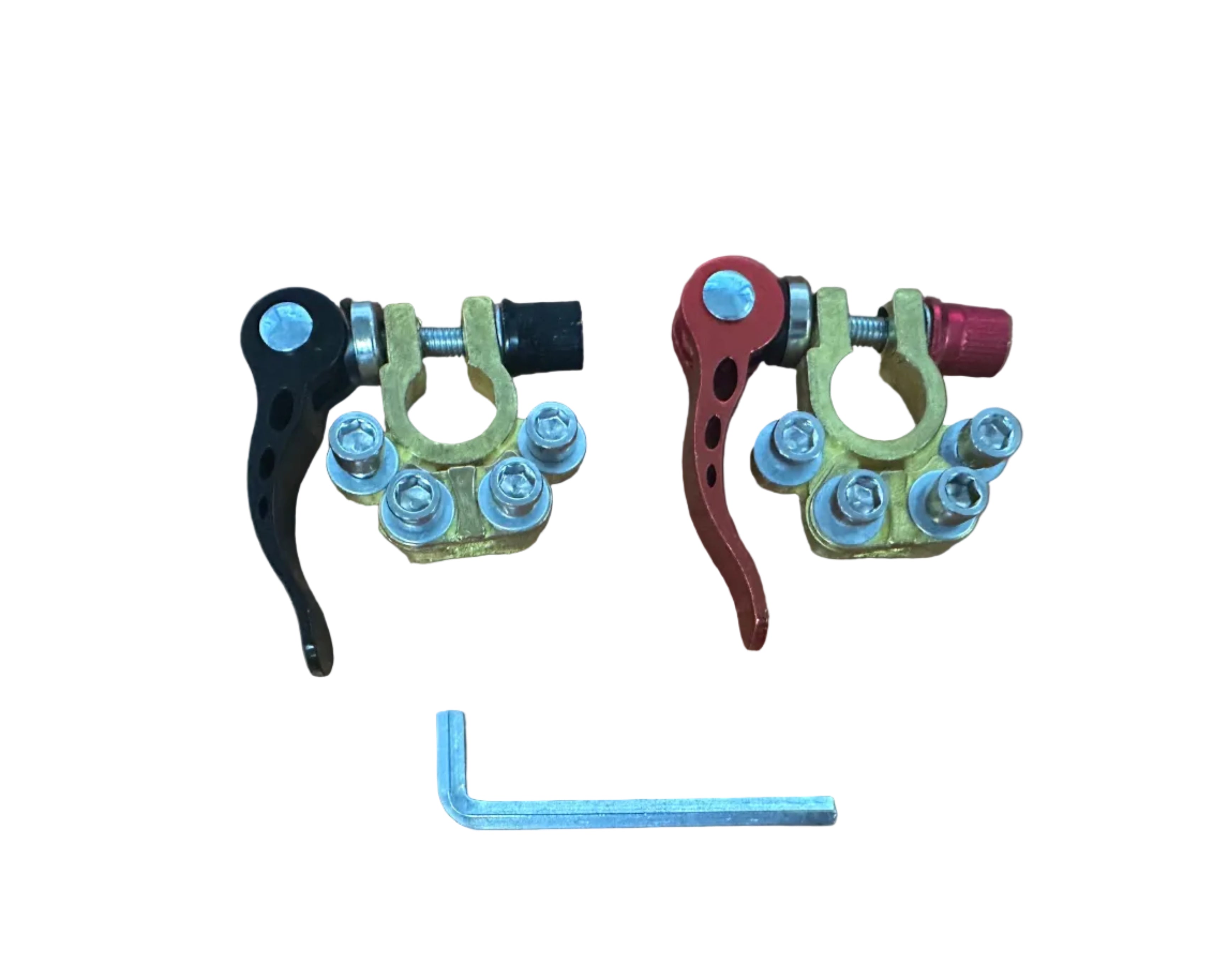Positive / Negative Car Battery Terminal Clamp 4-Way Brass
