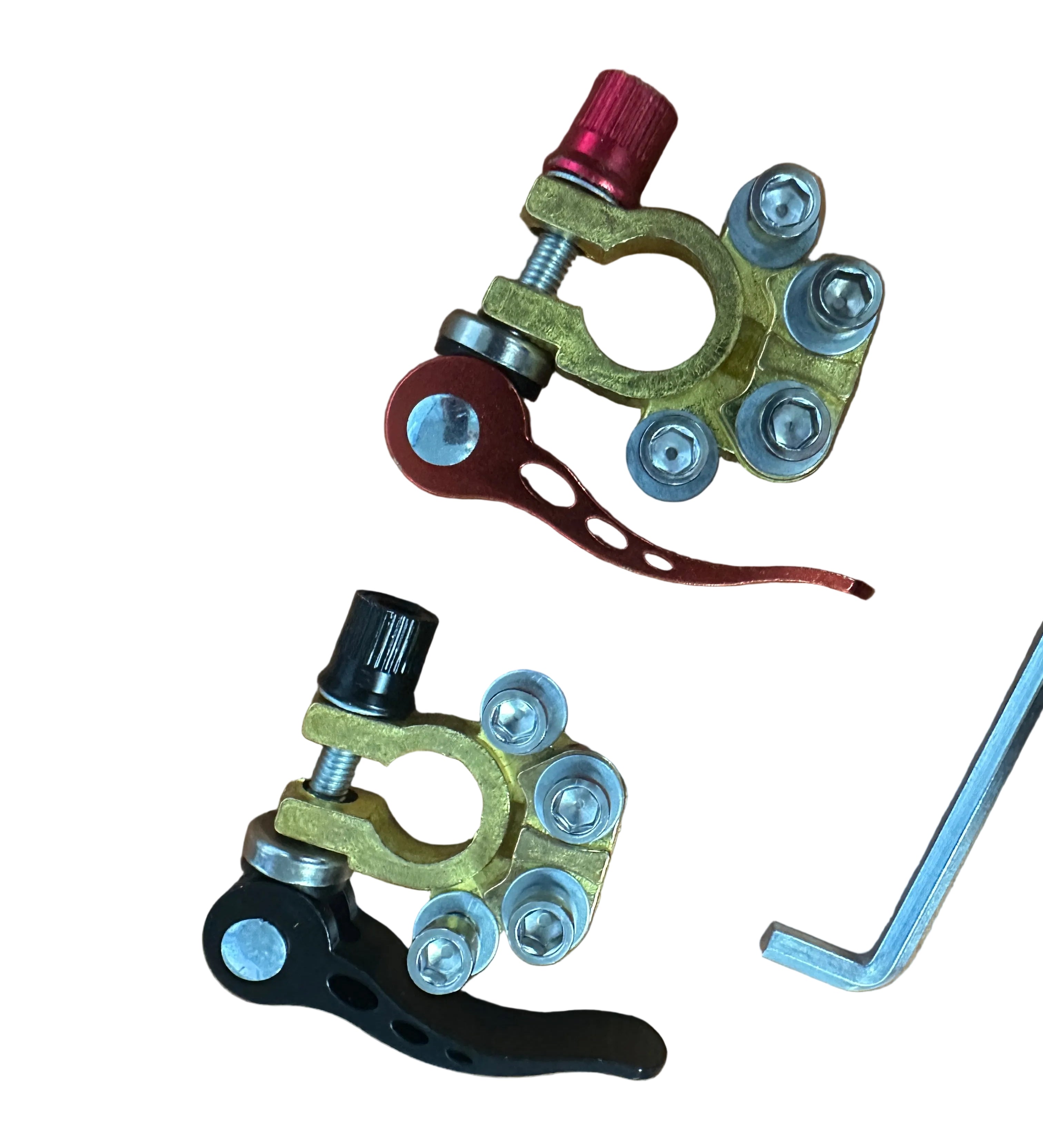 Positive / Negative Car Battery Terminal Clamp 4-Way Brass