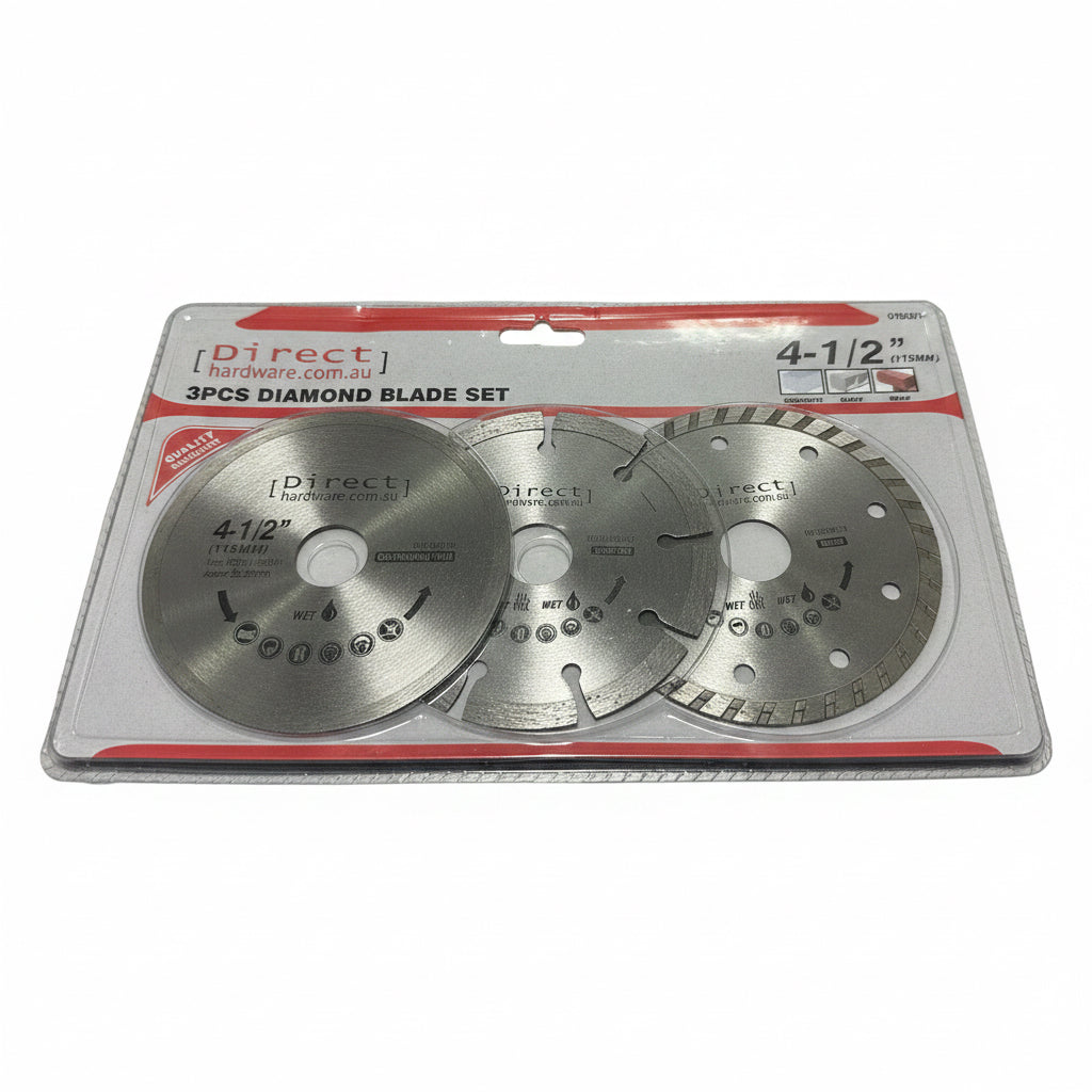 Grinder Blades - 3 Pack 115mm Turbo Segmented Continuous Masonry Diamond