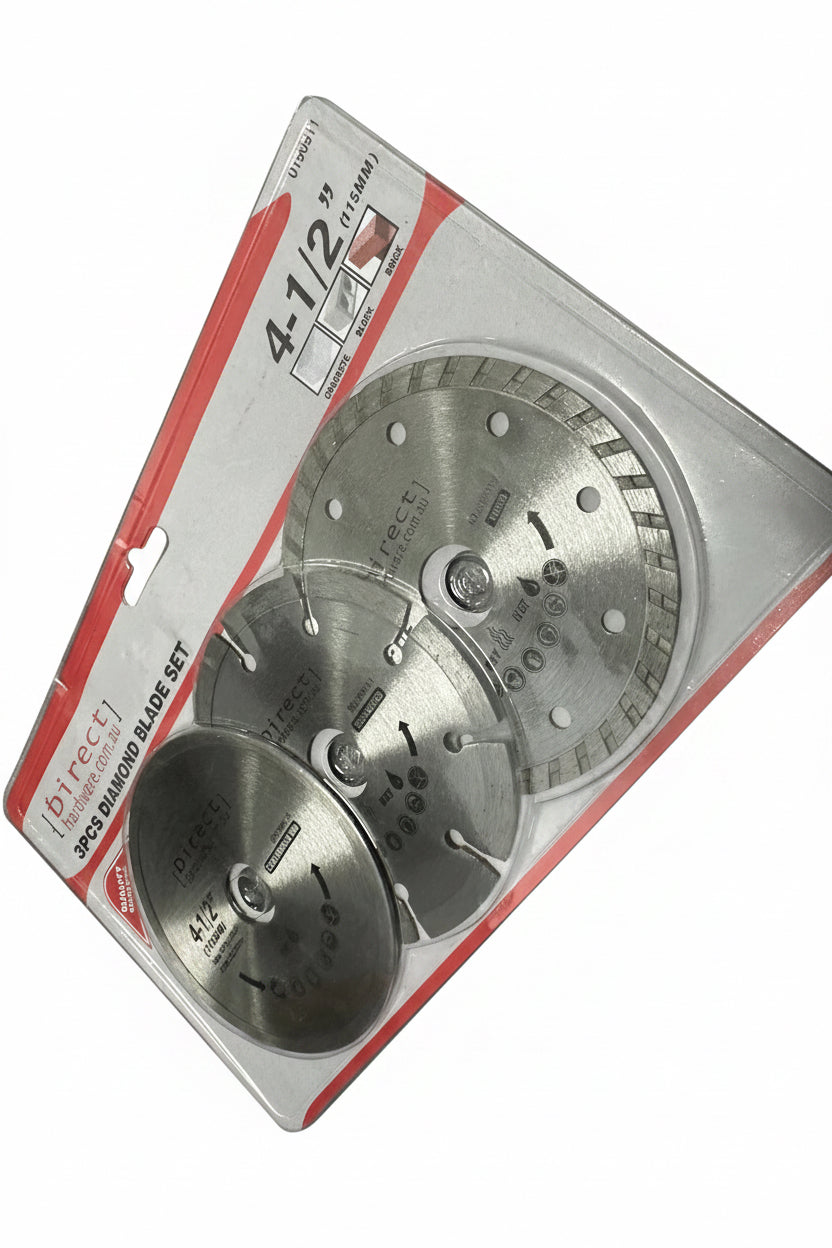 Grinder Blades - 3 Pack 115mm Turbo Segmented Continuous Masonry Diamond