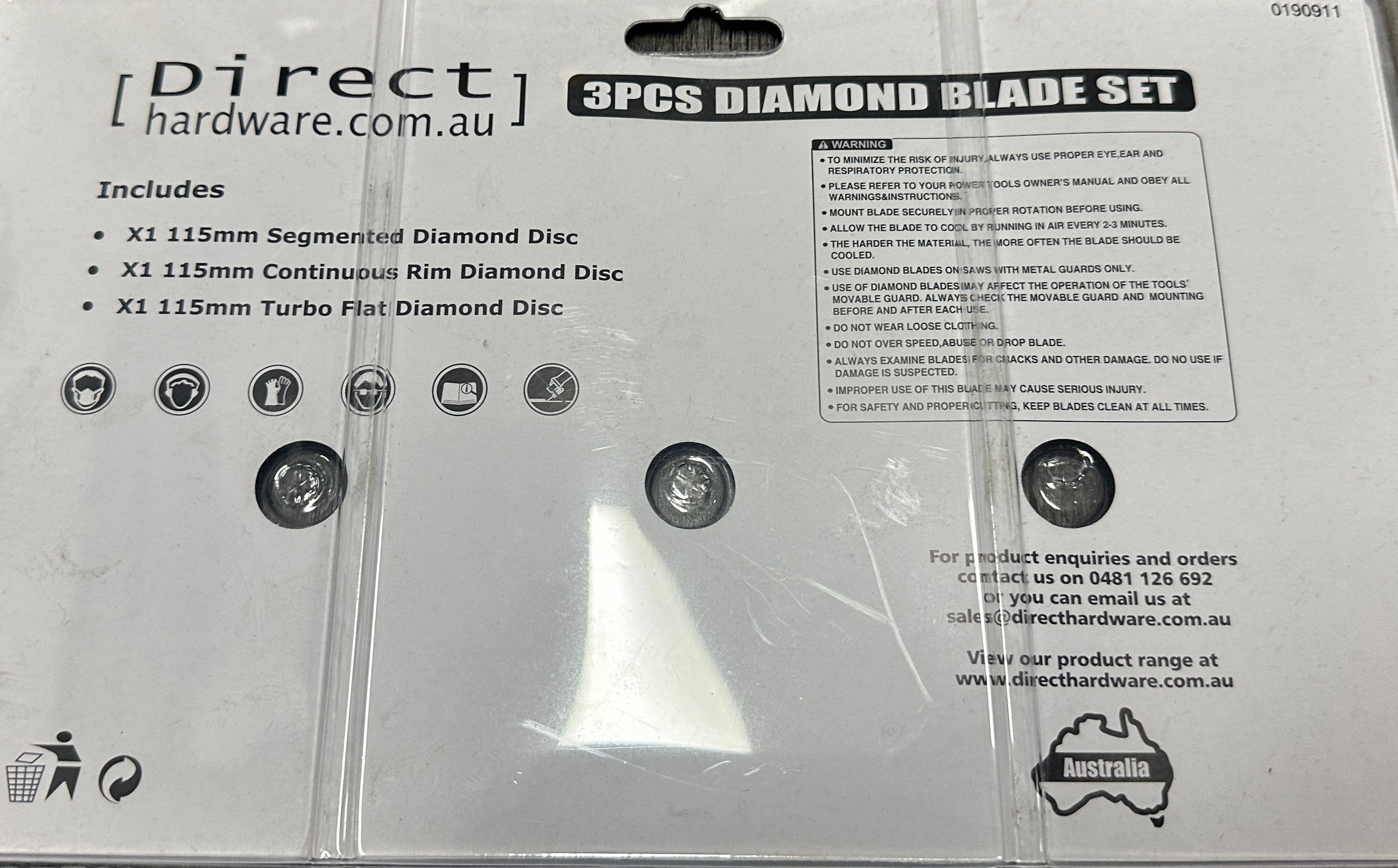 Grinder Blades - 3 Pack 115mm Turbo Segmented Continuous Masonry Diamond