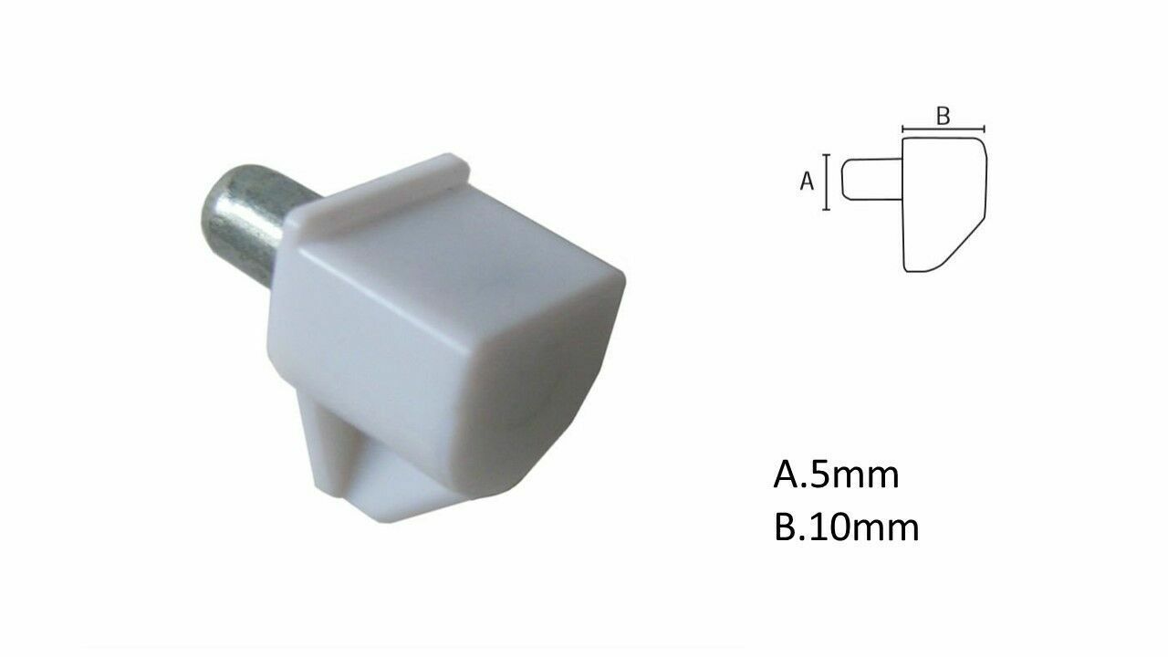 White / Clear Shelf Support Pin - Suit 5mm Hole