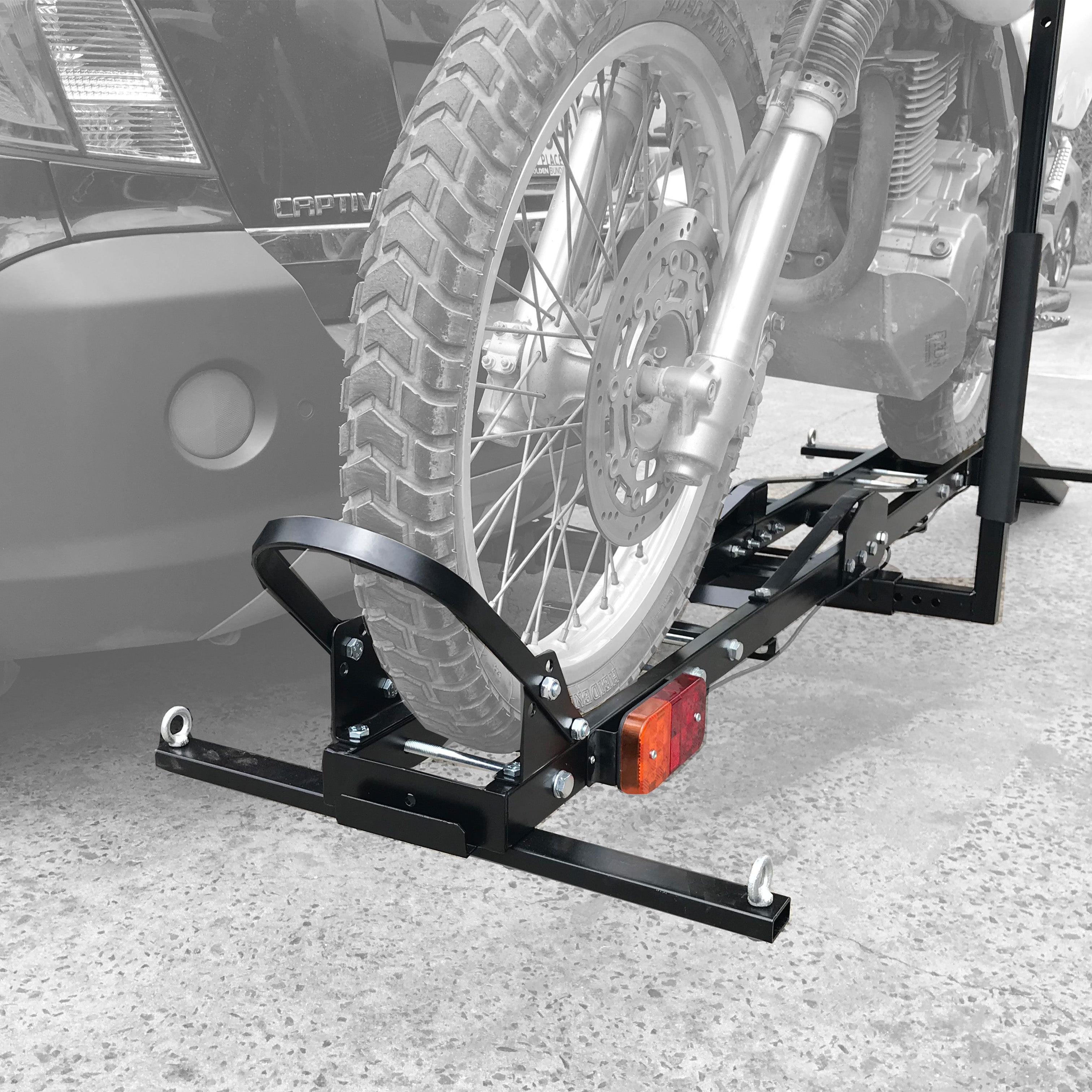 Motorbike Carrier with Ramp, Brake Light and Indicators
