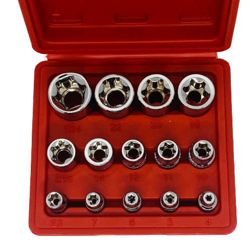 14 Piece External Torx Socket Set Female Bit