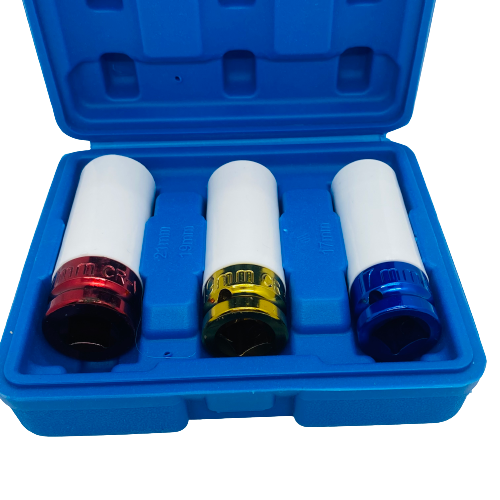 3 Piece Alloy Wheel Socket Set with Nylon Sleeve