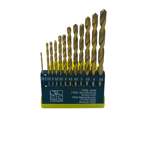13 Piece HSS Titanium Drill Bits Round Shank