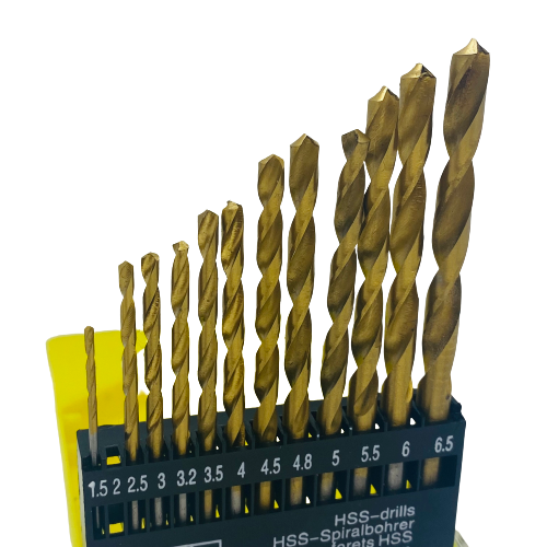 13 Piece HSS Titanium Drill Bits Round Shank