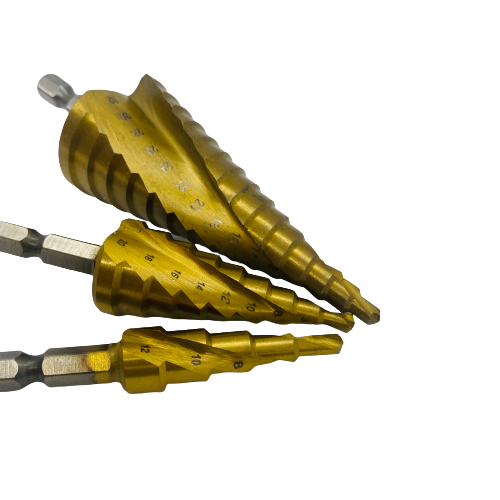 3 Piece HSS Spiral Step Drill Set 4-32mm