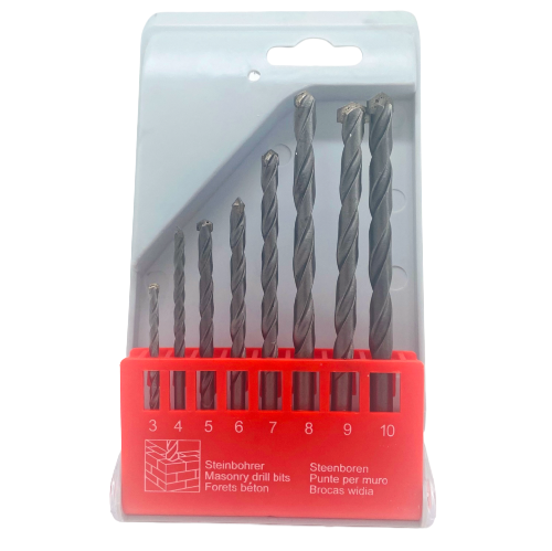 8pcs Masonry Hammer Drill Bit with Round Shank