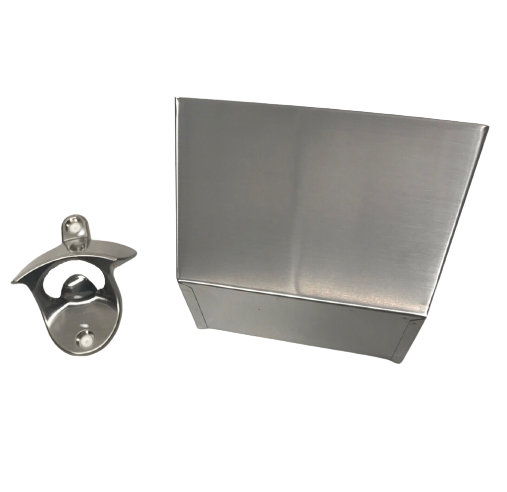 Silver Stainless Steel Wall Mounted Bottle Opener + Cap Catcher