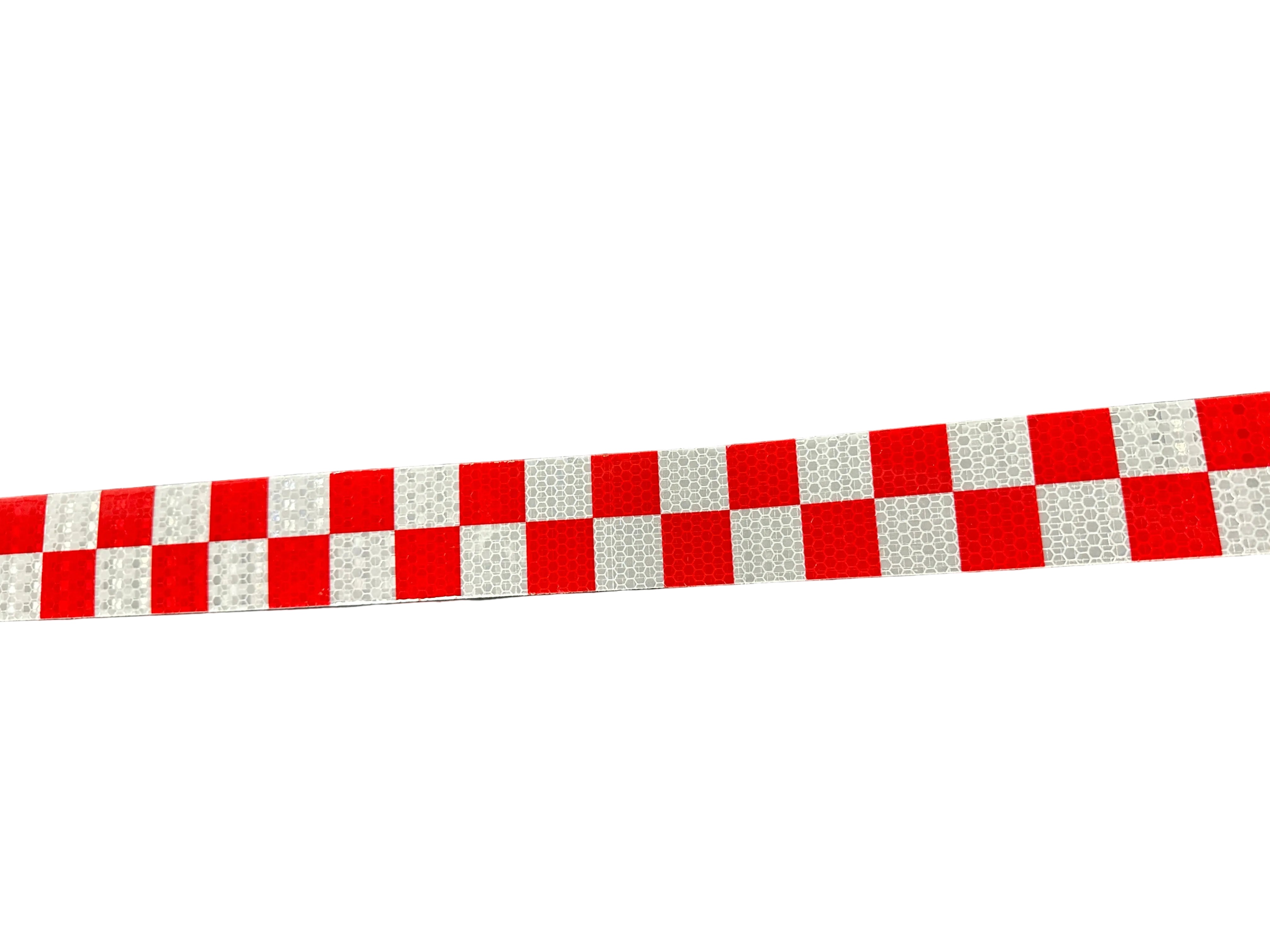 Reflective Safety Vehicle Tape - SQUARES White/Red - 50mm Width Adhesive