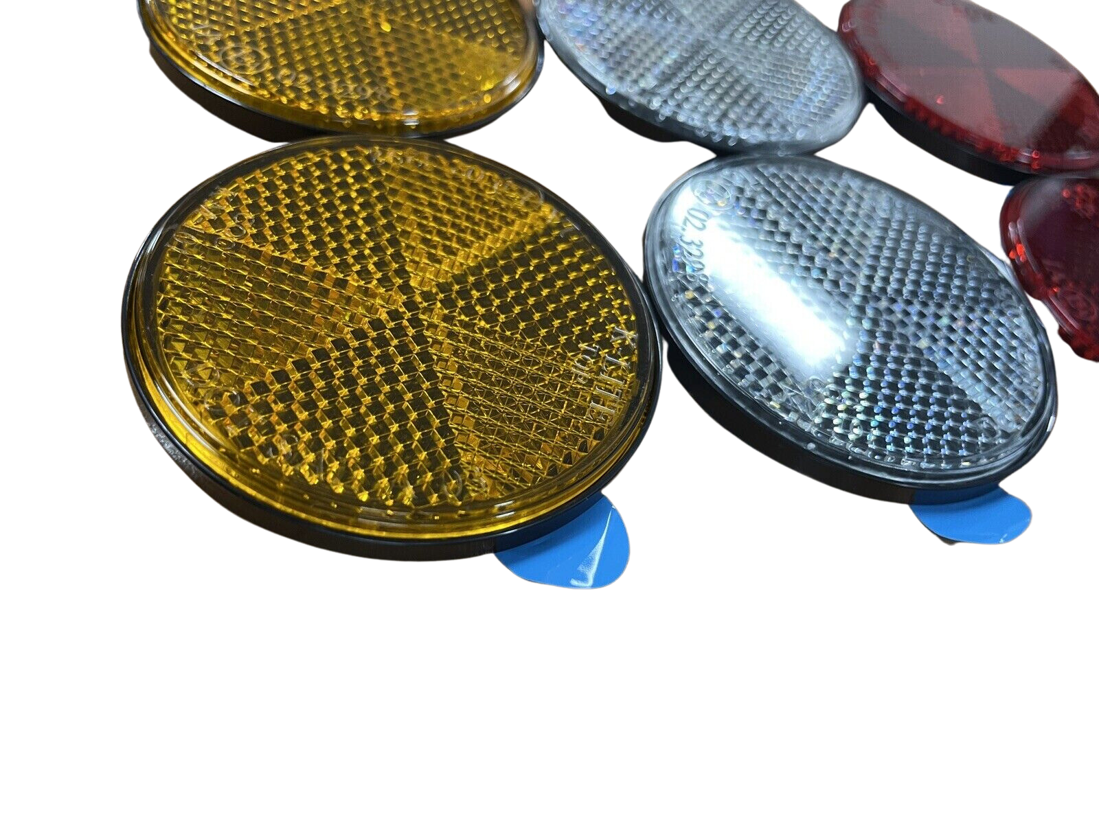 Set of 6 Round Reflectors RED WHITE AMBER Self Adhesive