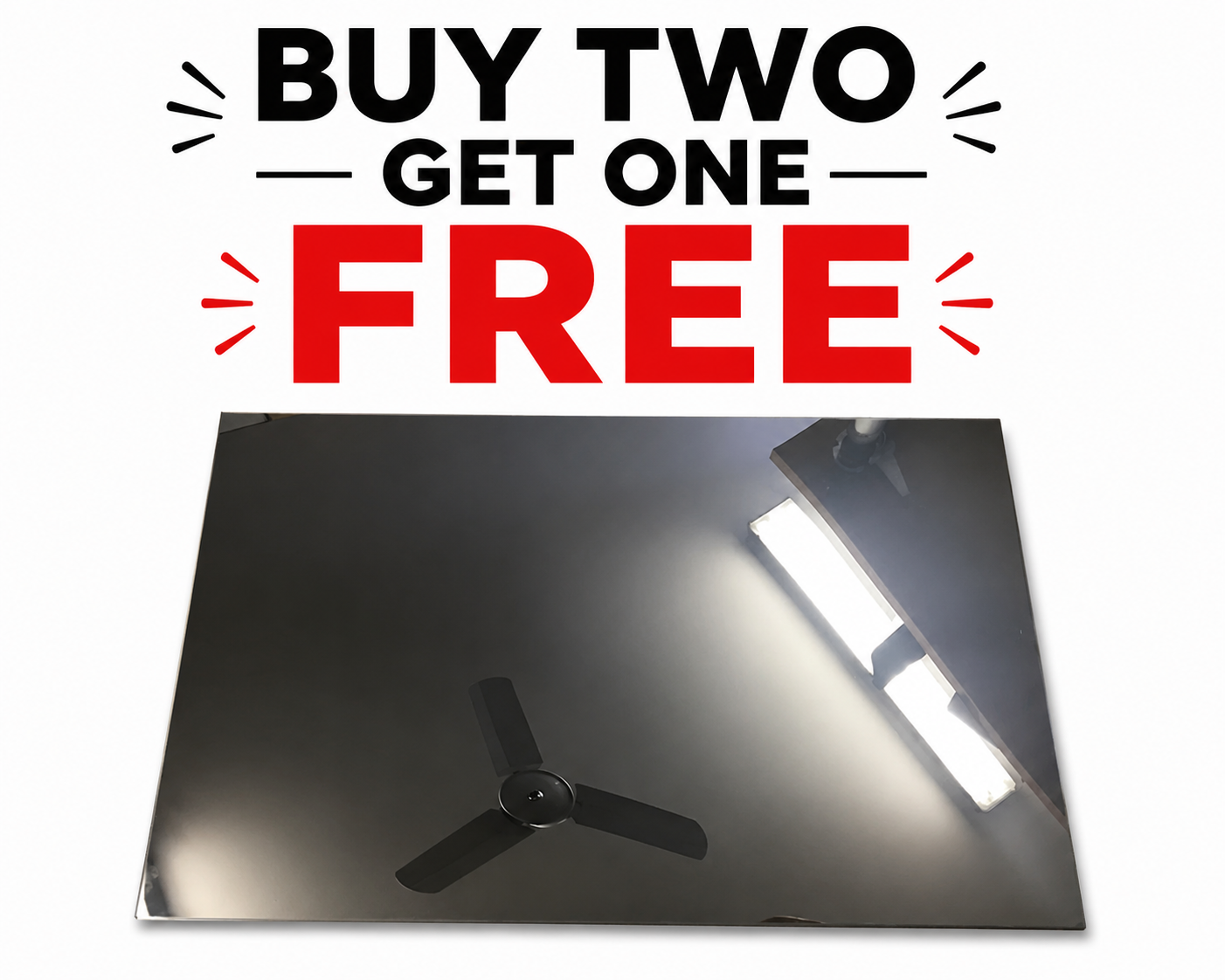 A4 Size Shatterproof Flexible Mirror 300x200mm (BUY 2 GET 1 FREE)