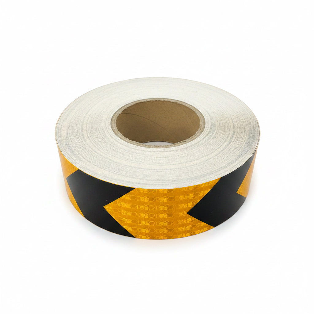 Reflective Safety Vehicle Tape - ARROW Amber/Black - 50mm Width Adhesive