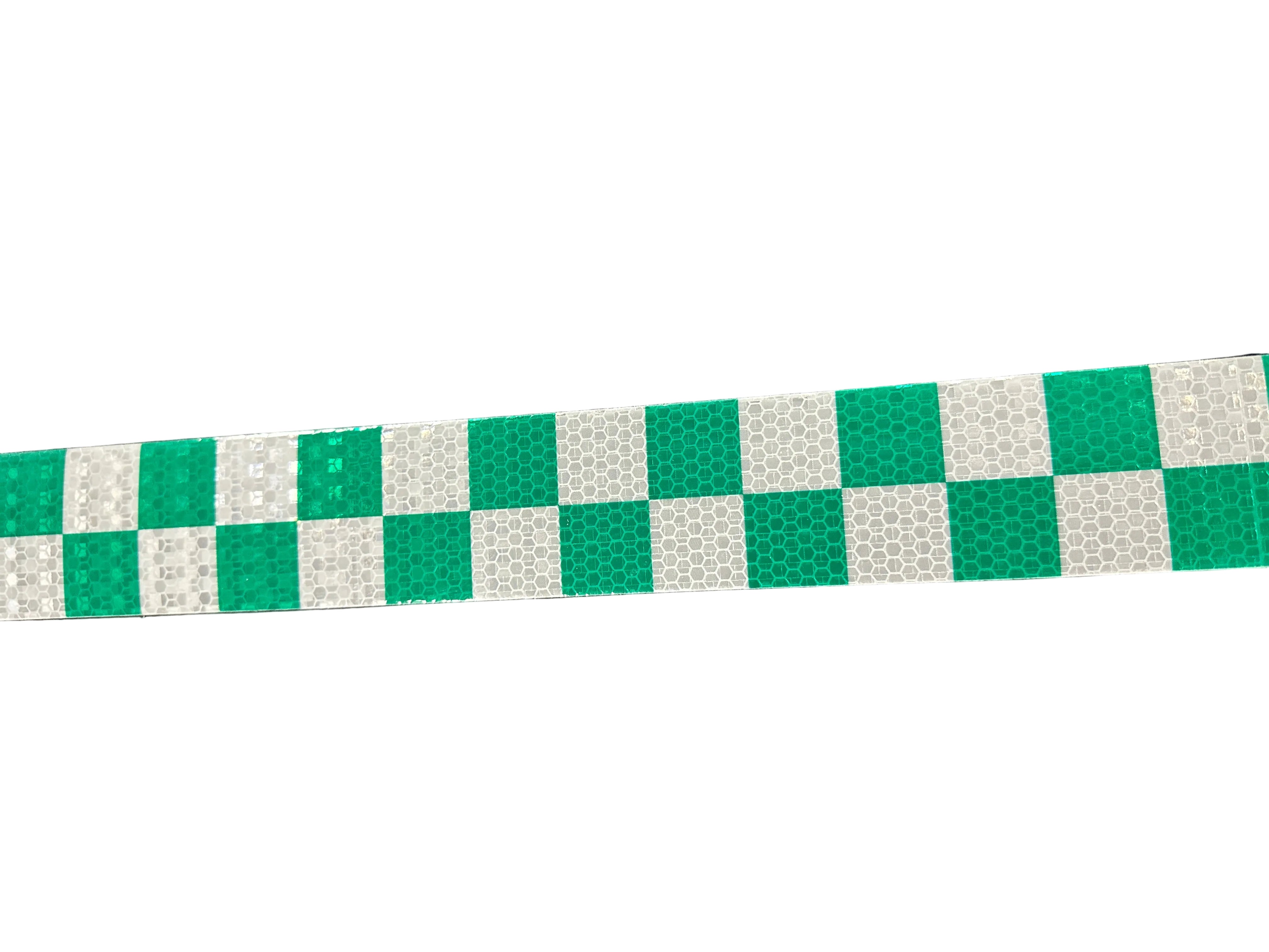 Reflective Safety Vehicle Tape - SQUARES White/Green - 50mm Width Adhesive