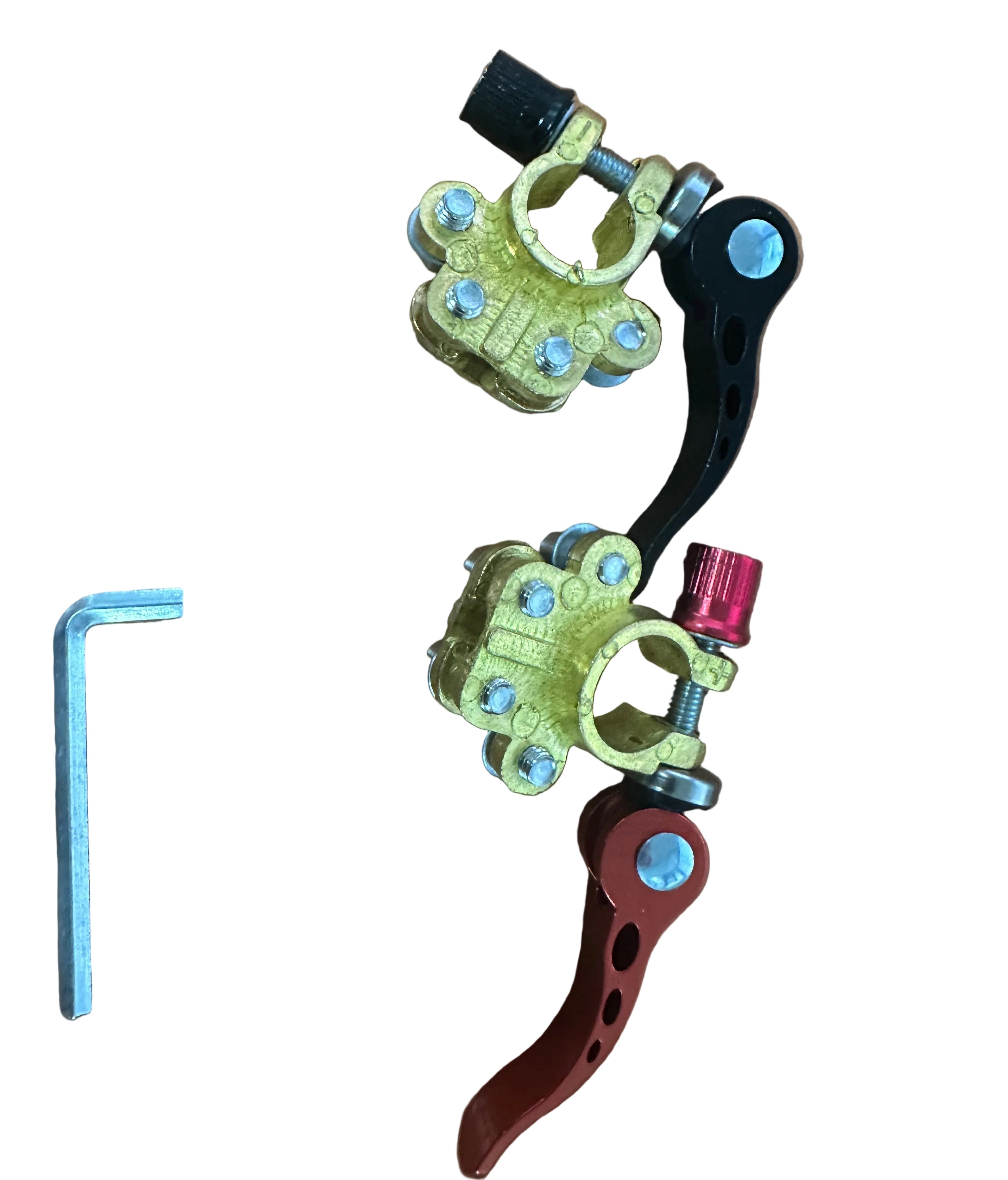 Positive / Negative Car Battery Terminal Clamp 4-Way Brass