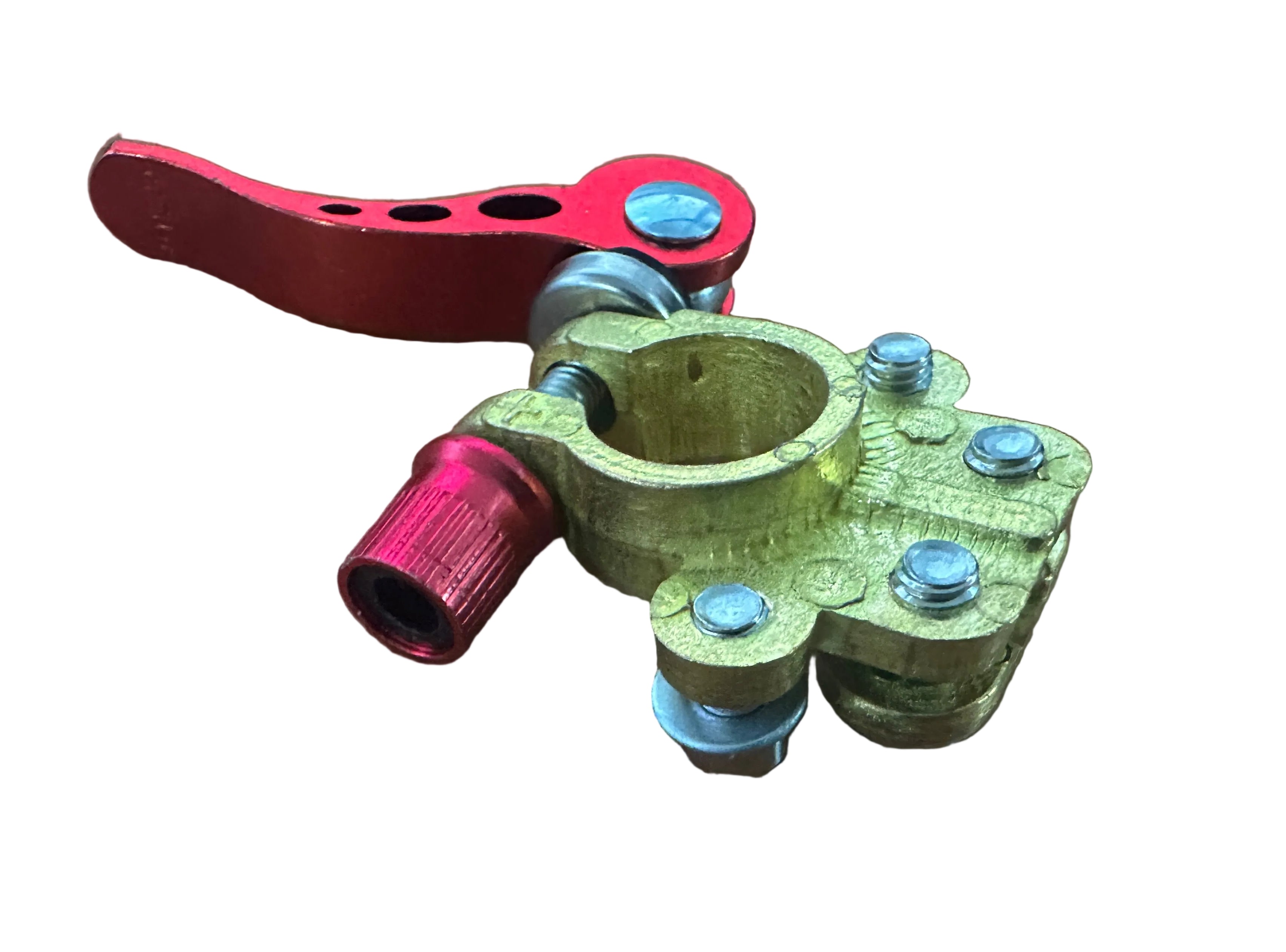 Positive / Negative Car Battery Terminal Clamp 4-Way Brass