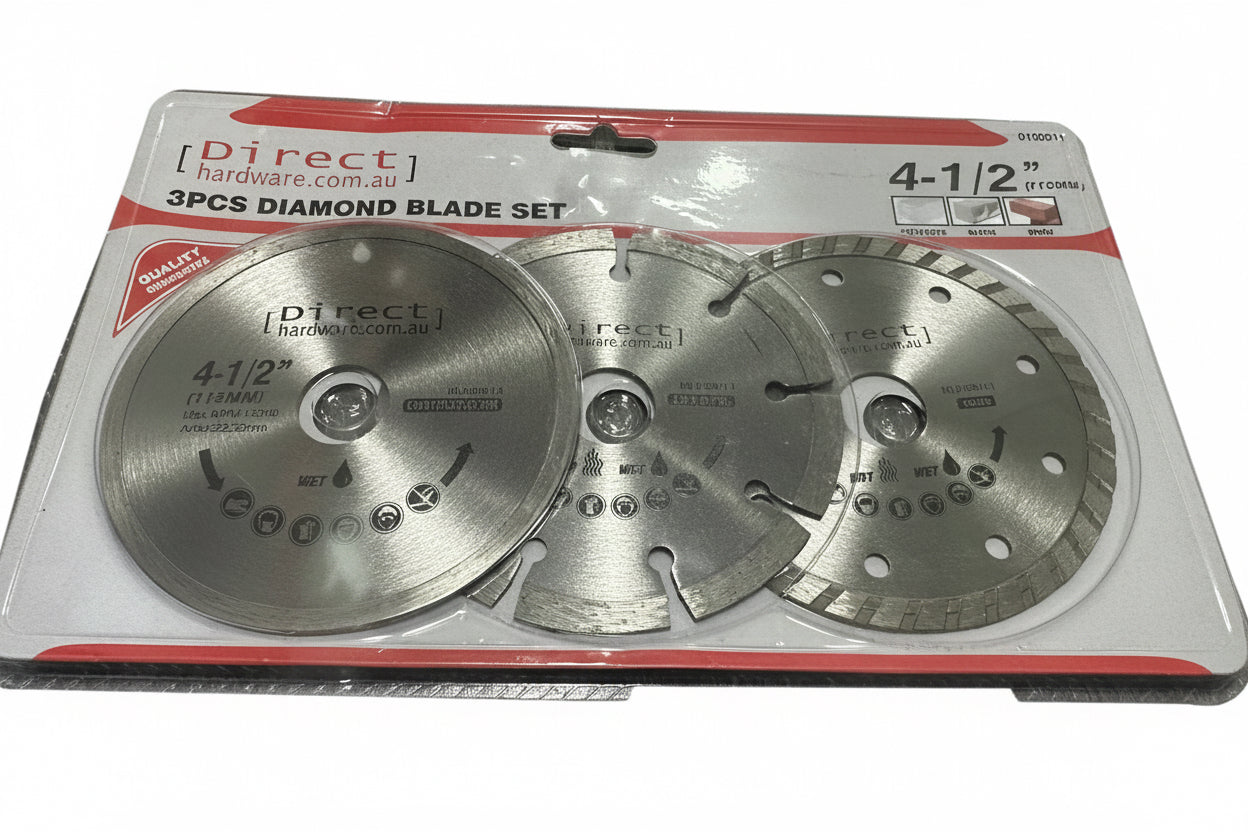 Grinder Blades - 3 Pack 115mm Turbo Segmented Continuous Masonry Diamond