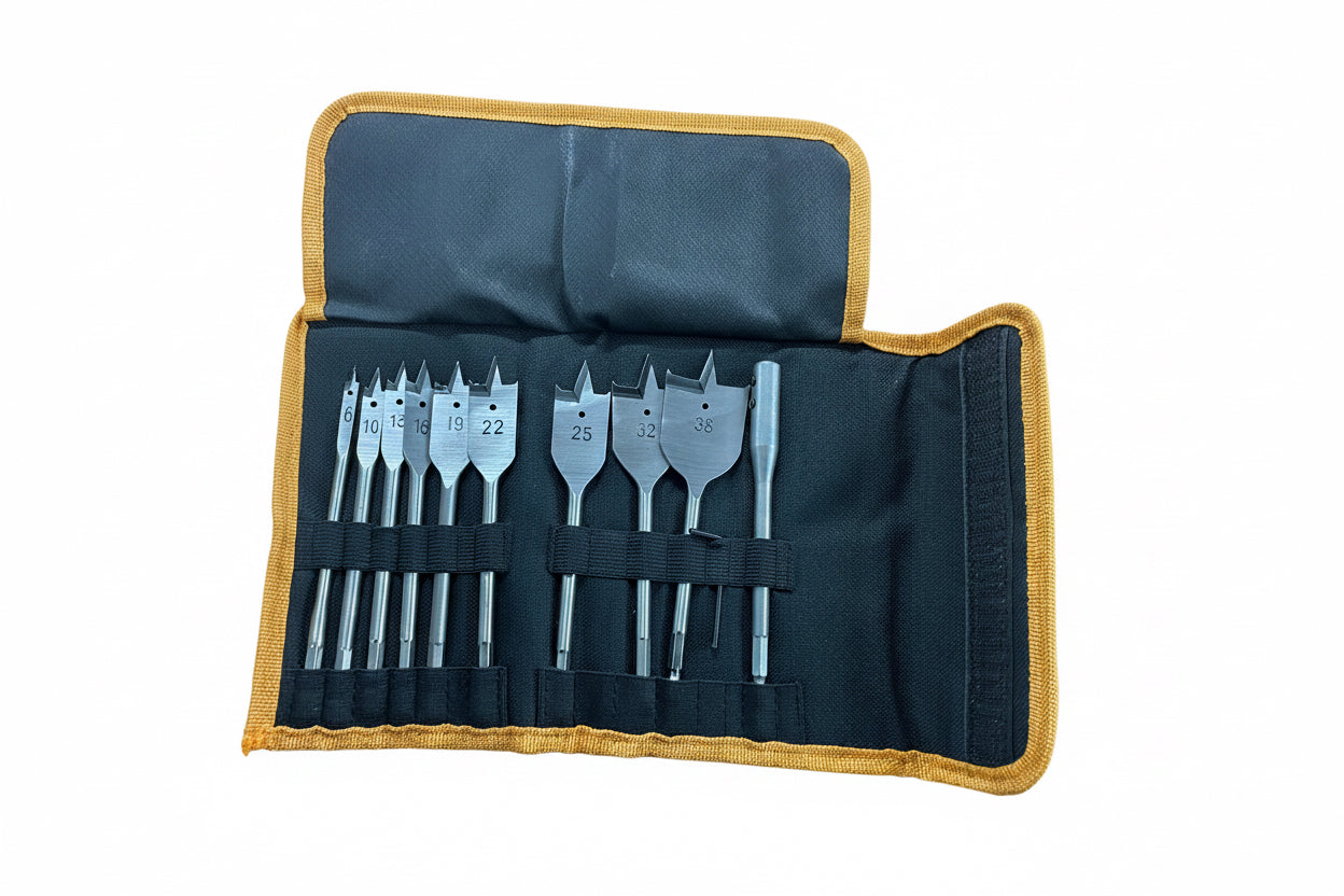 11Pc 6-38mm Spade Bit Set Hex Shank + Extension
