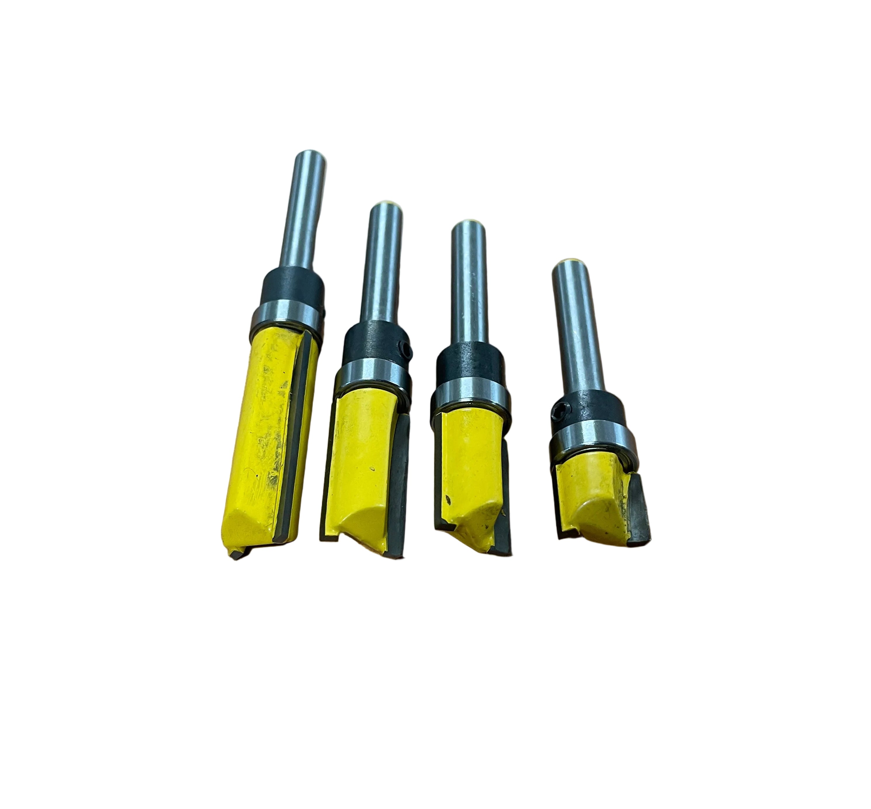 4 Piece 1/4" Shank Flute Flush Trim Router Bit Set