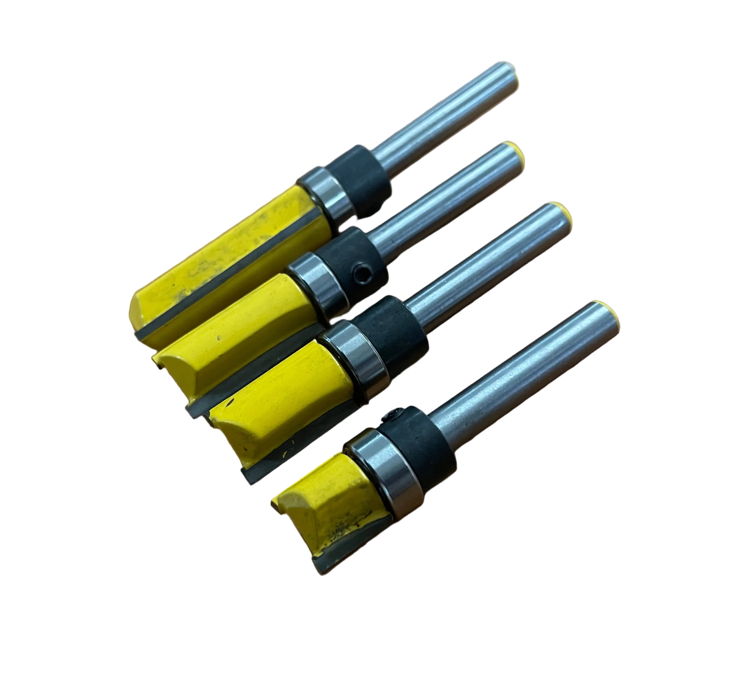 4 Piece 1/4" Shank Flute Flush Trim Router Bit Set