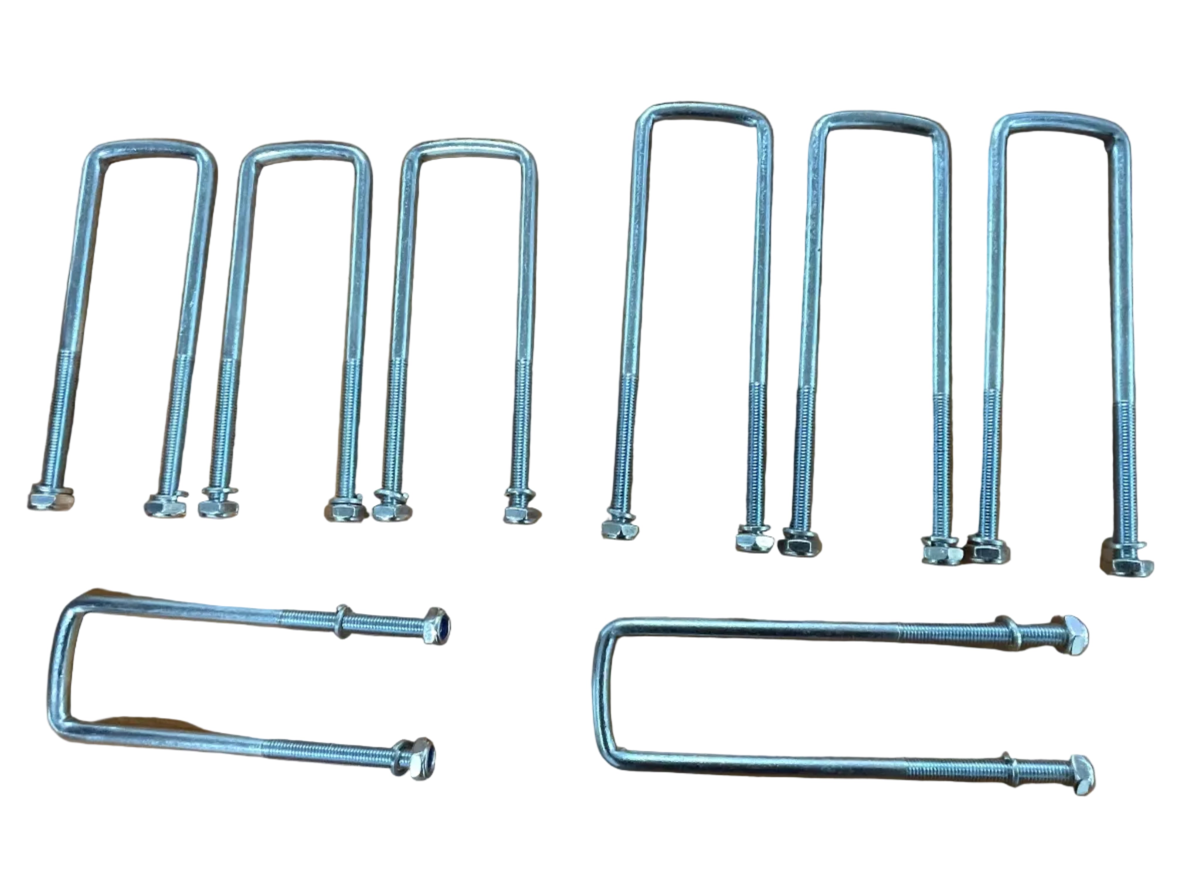 4x U-Bolts 50mm x 170mm / 200mm Square Nuts Galvanized