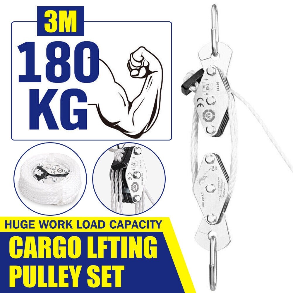 180kg Loading Cargo Lifting Pulley 20M Long Rope Winch