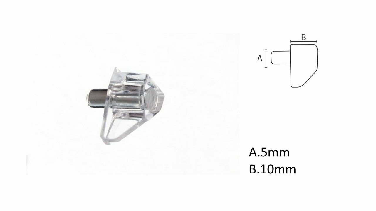 White / Clear Shelf Support Pin - Suit 5mm Hole