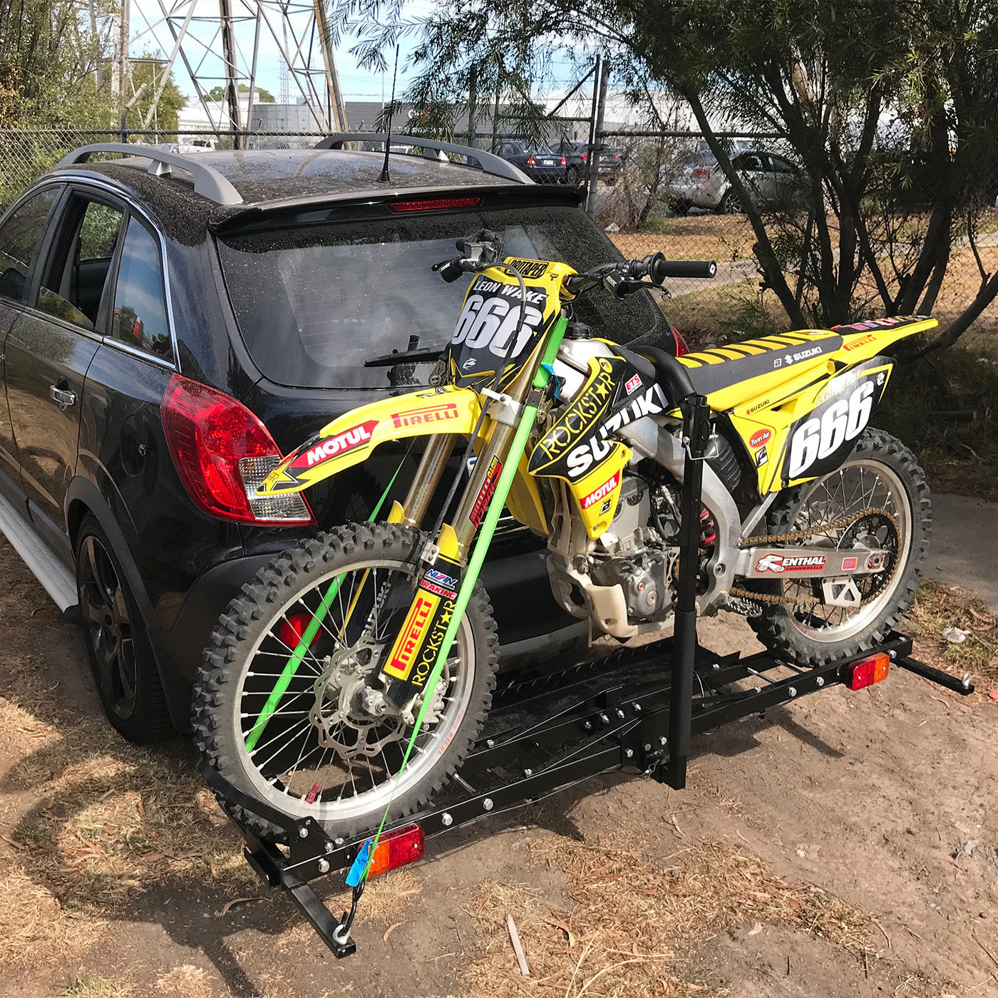 Motorbike Carrier with Ramp, Brake Light and Indicators