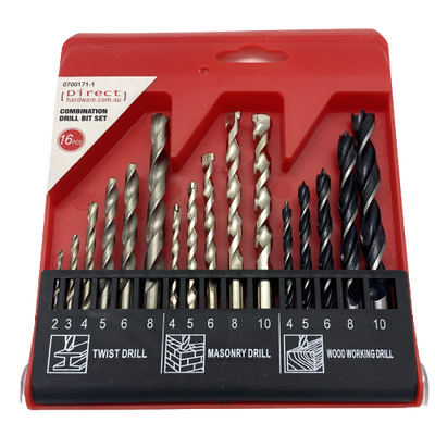 16 Piece Combination Heavy Duty Drill Set