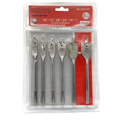 6 Piece Spade Wood Boring Bit Set