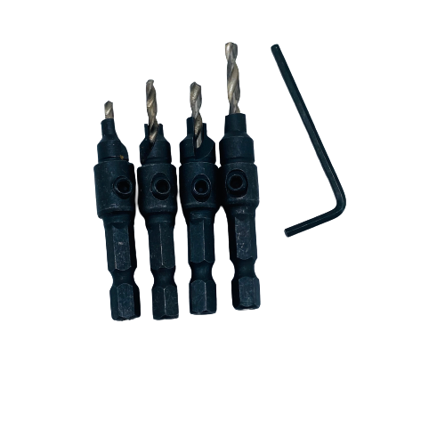 4x HSS Screw Countersink Bit Set
