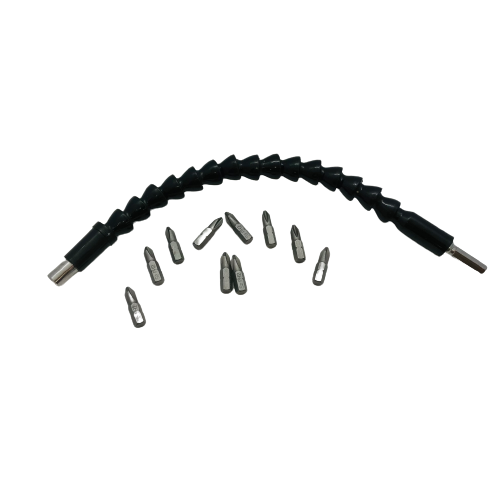 Flexible Drill Bit Extension + 10 x 25mm PH2 Bits