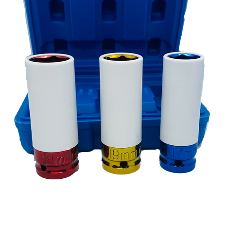 3 Piece Alloy Wheel Socket Set with Nylon Sleeve