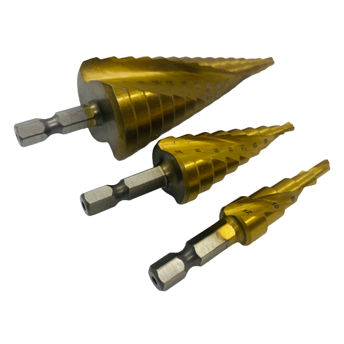 3 Piece HSS Spiral Step Drill Set 4-32mm