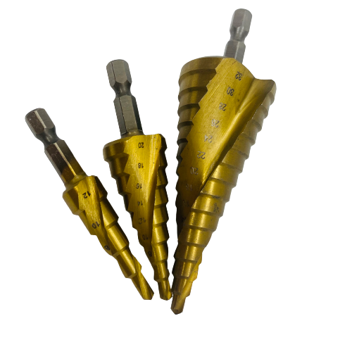 3 Piece HSS Spiral Step Drill Set 4-32mm