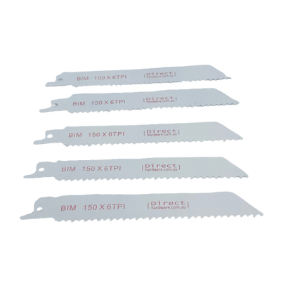 Reciprocating Saw Blades - 150mm / 6TPI (Packs of 5)