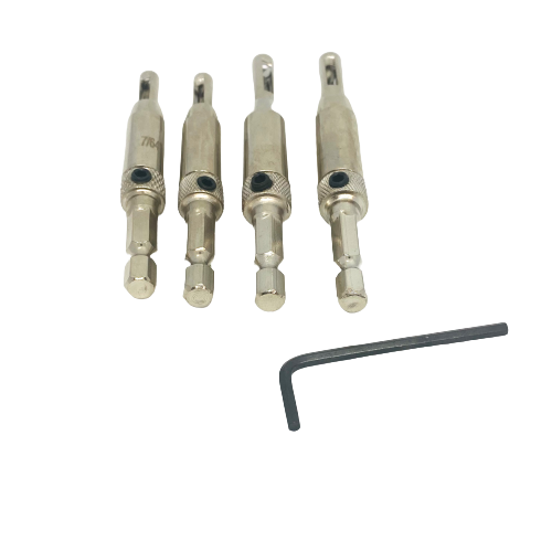 4 Piece Hex Shank Self-Centering Drill Bit Set