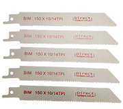 Reciprocating Saw Blades - 150mm / 10-14TPI (Packs of 5)