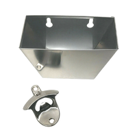Silver Stainless Steel Wall Mounted Bottle Opener + Cap Catcher