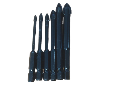 6 Piece Titanium Tile Glass Drill Bit Tungsten Carbide Cross