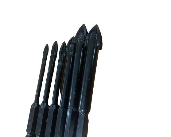 6 Piece Titanium Tile Glass Drill Bit Tungsten Carbide Cross