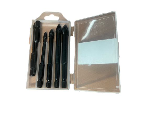 6 Piece Titanium Tile Glass Drill Bit Tungsten Carbide Cross